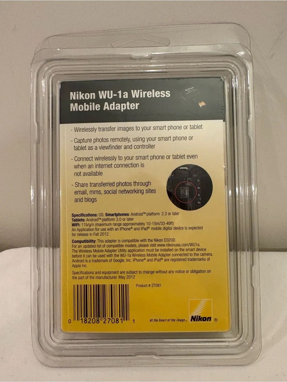 Nikon WU-1a Wireless Mobile Adapter - Black and Yellow Packaging